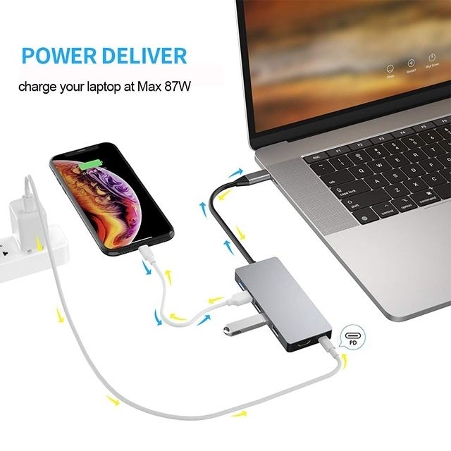 INTACT 9845T 11-in-1 USB-C Adapter HDMI/USB3.0*2/USB2.0*3/TypeC/SD*2/TF/ USB-C PD