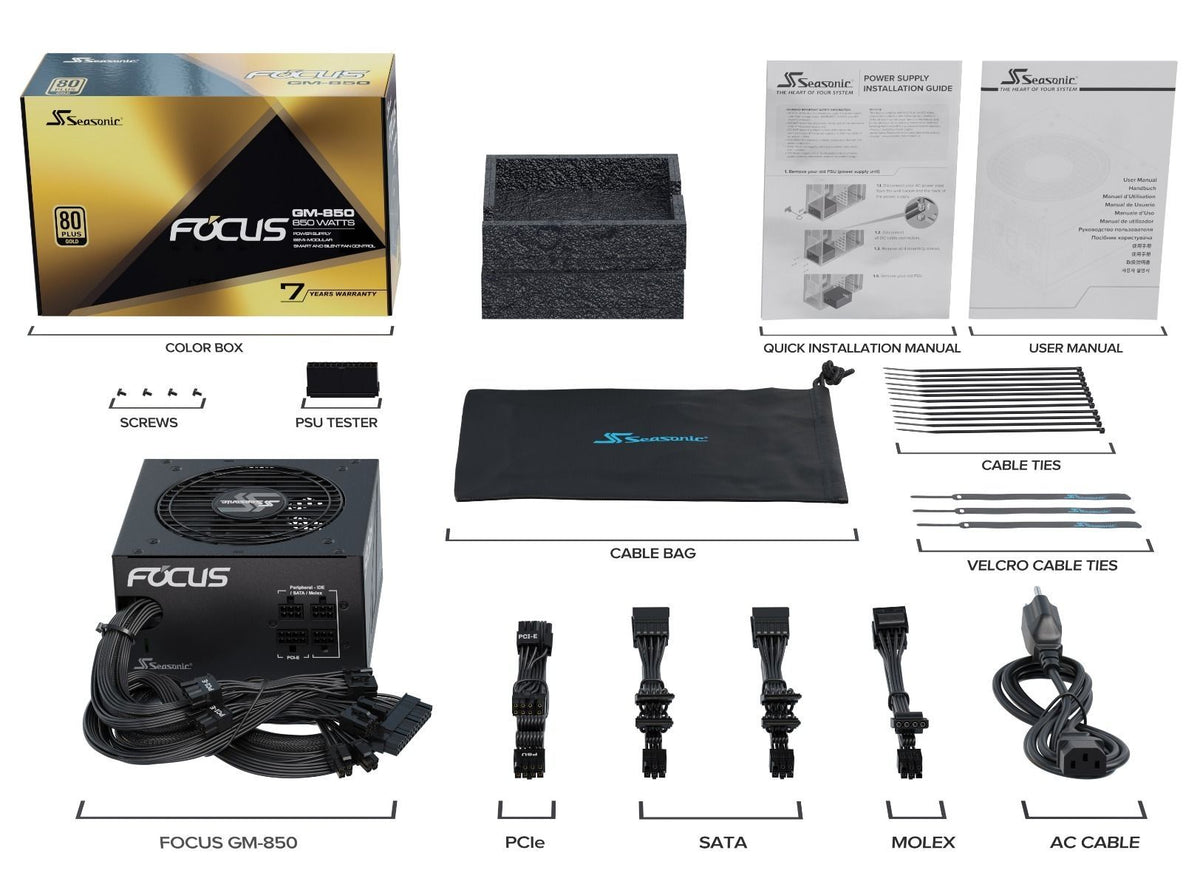 SeaSonic 850W FOCUS GM-850 Gold PSU (SSR-850FM)  (OneSeasonic)