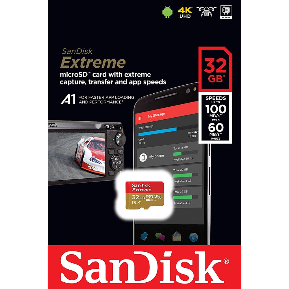 SanDisk SDSQXAF-032G-GN6MN 32GB microSDHC Extreme A1 V30 UHS-I U3 100MB/s