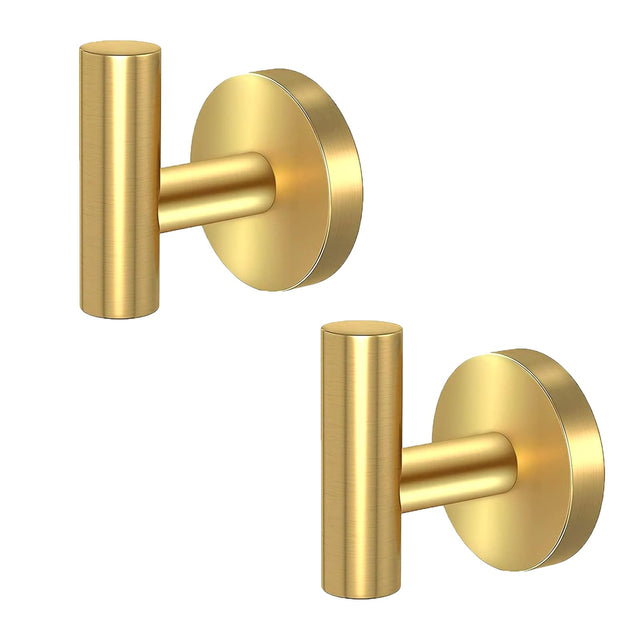 2 Pcs Wall Mount Bathroom Towel Hooks Holder Hanger Kitchen Door Hanger Gold