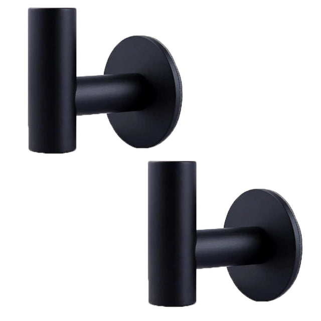 2 Pcs Wall Mount Self Adhesive Bathroom Towel Hanger Hook Door Hanger Black