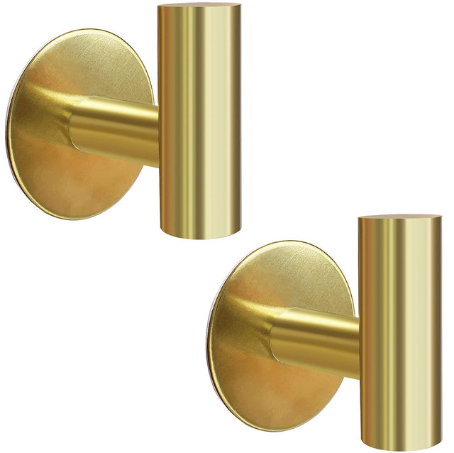 2 Pcs Wall Mount Self Adhesive Bathroom Towel Hooks Hanger Hook Door Hanger Gold