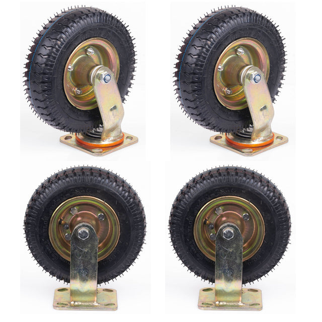 4x 8 Inch Castor Caster 2x swivel 2x fixed Pneumatic Tyres Wheels Trolley Cart