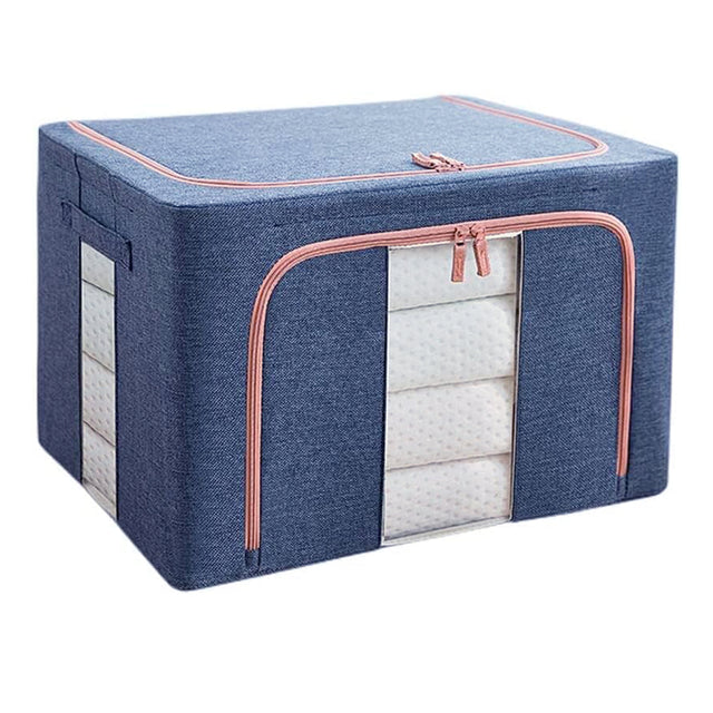 100L Cloth Storage Box Closet Organizer Wardrobe Storage Bag Grey Blue