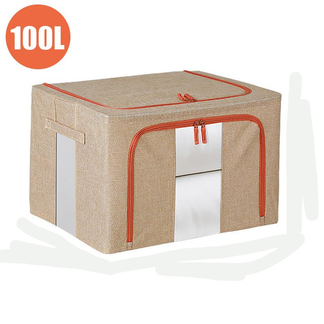 100L Cloth Storage Box Closet Organizer Wardrobe Storage Bag Cream