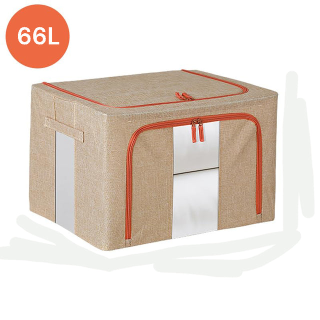 66L Cloth Storage Box Closet Organizer Wardrobe Storage Bag Cream