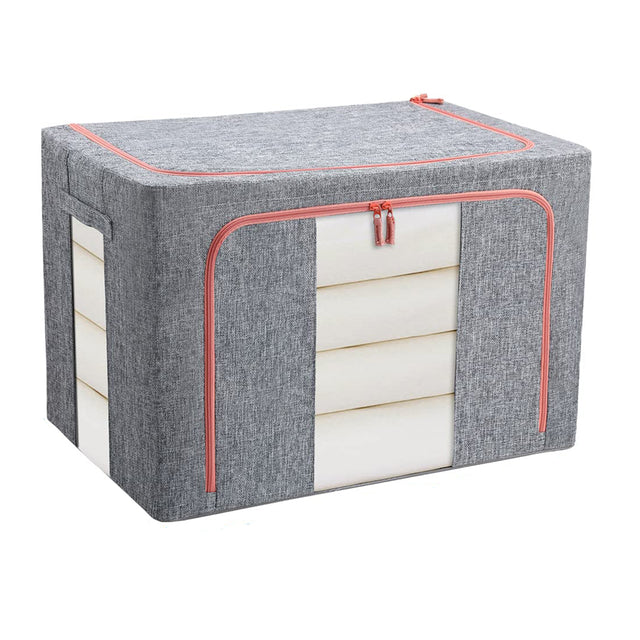 100L Cloth Storage Box Closet Organizer Wardrobe Storage Bag Grey