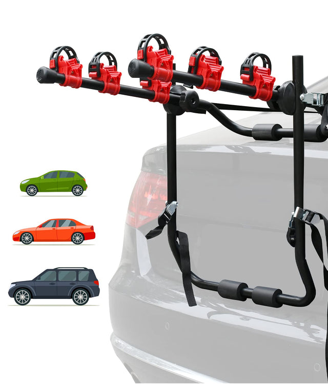 3 Bike Universal Cycle Bicycle Car Rear Carrier Rack Hanger Mount Car Sedan