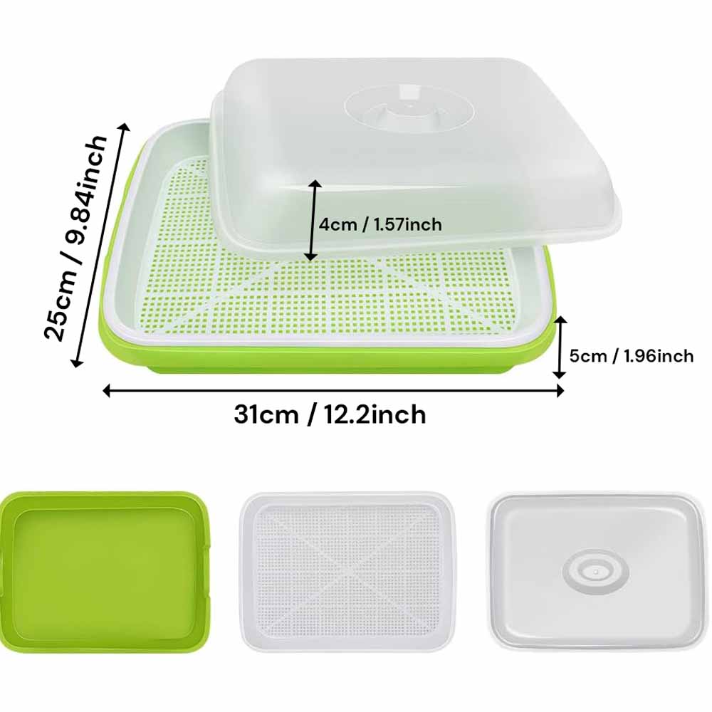 2 - Pack Seed Sprouter Trays with Lids BPA - Free, Soil - Free Wheatgrass