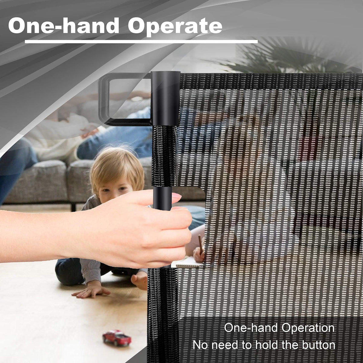 Retractable 1.5M Doorways Hallways Stairs Baby Gate Dog - V324-HO-GATEBK15M