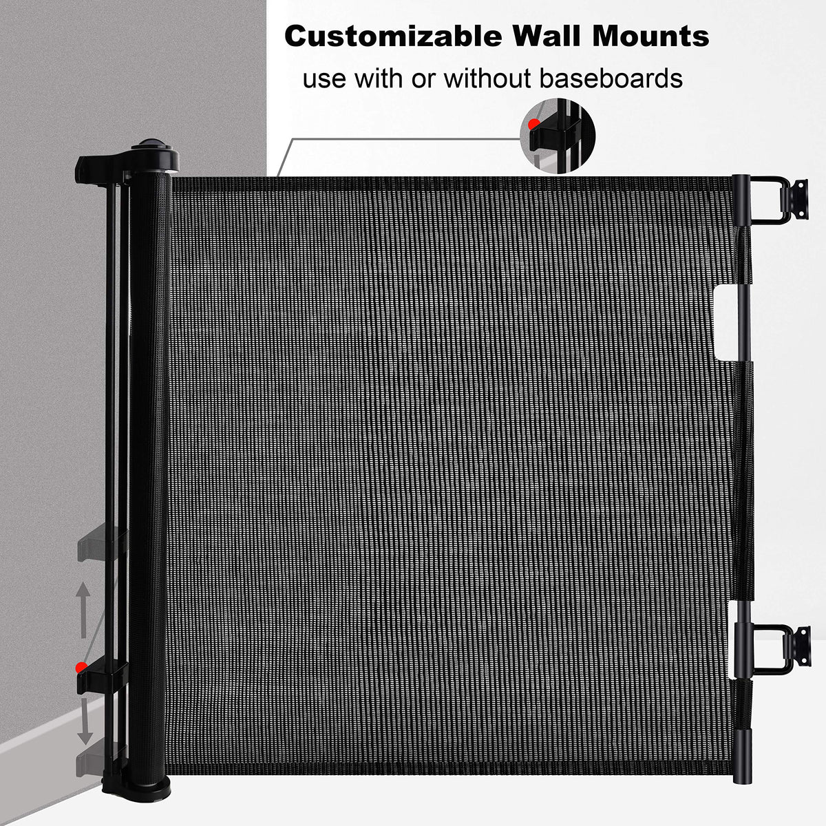 Retractable 1.5M Doorways Hallways Stairs Baby Gate Dog - V324-HO-GATEBK15M