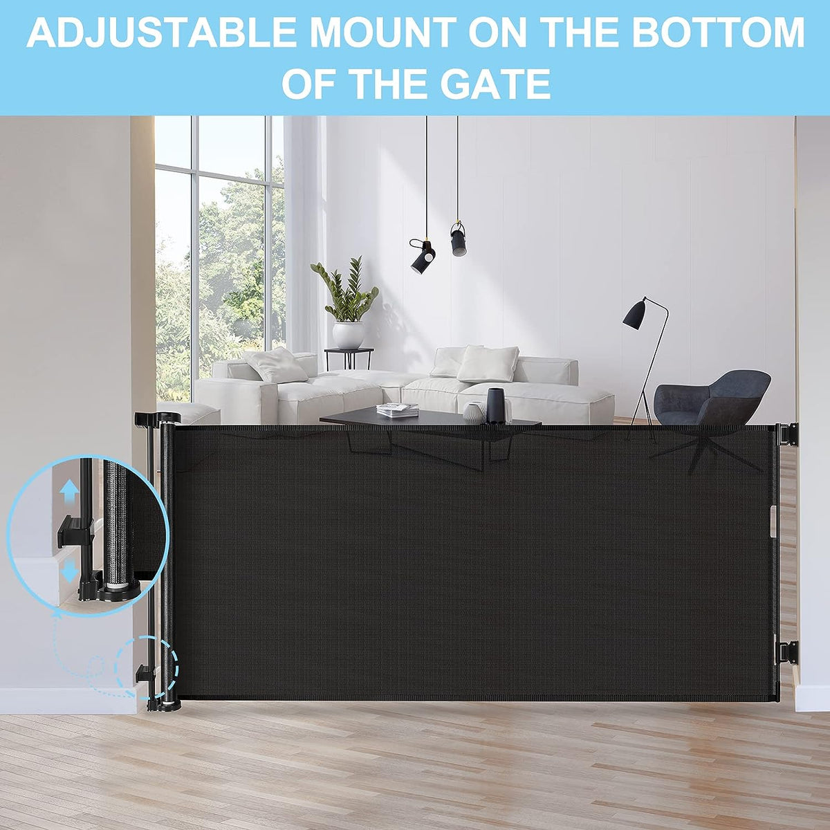 Retractable 3M Doorways Hallways Stairs Baby Gate Dog Pet - V324-HO-GATEBK3M