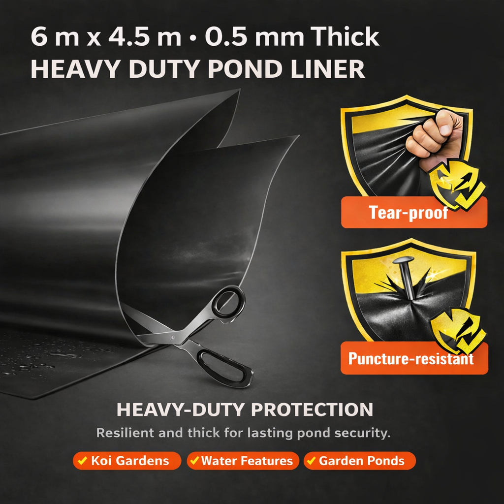 Heavy Duty 0.5mm HDPE Pond Liner Waterproof Sheet 4.5m x 6m - V324-PDLINER45X6