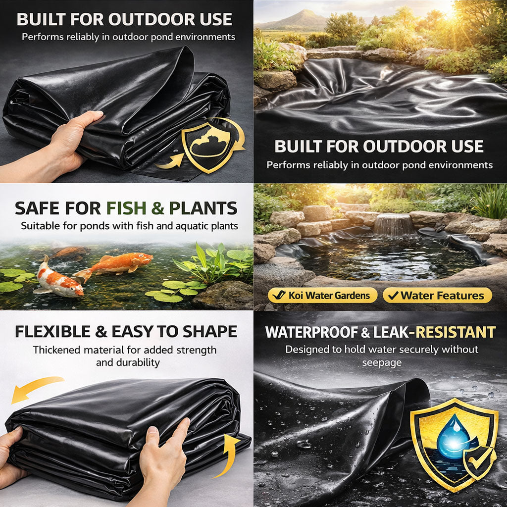 Heavy Duty 0.5mm HDPE Pond Liner Waterproof Sheet 4.5m x 6m - V324-PDLINER45X6