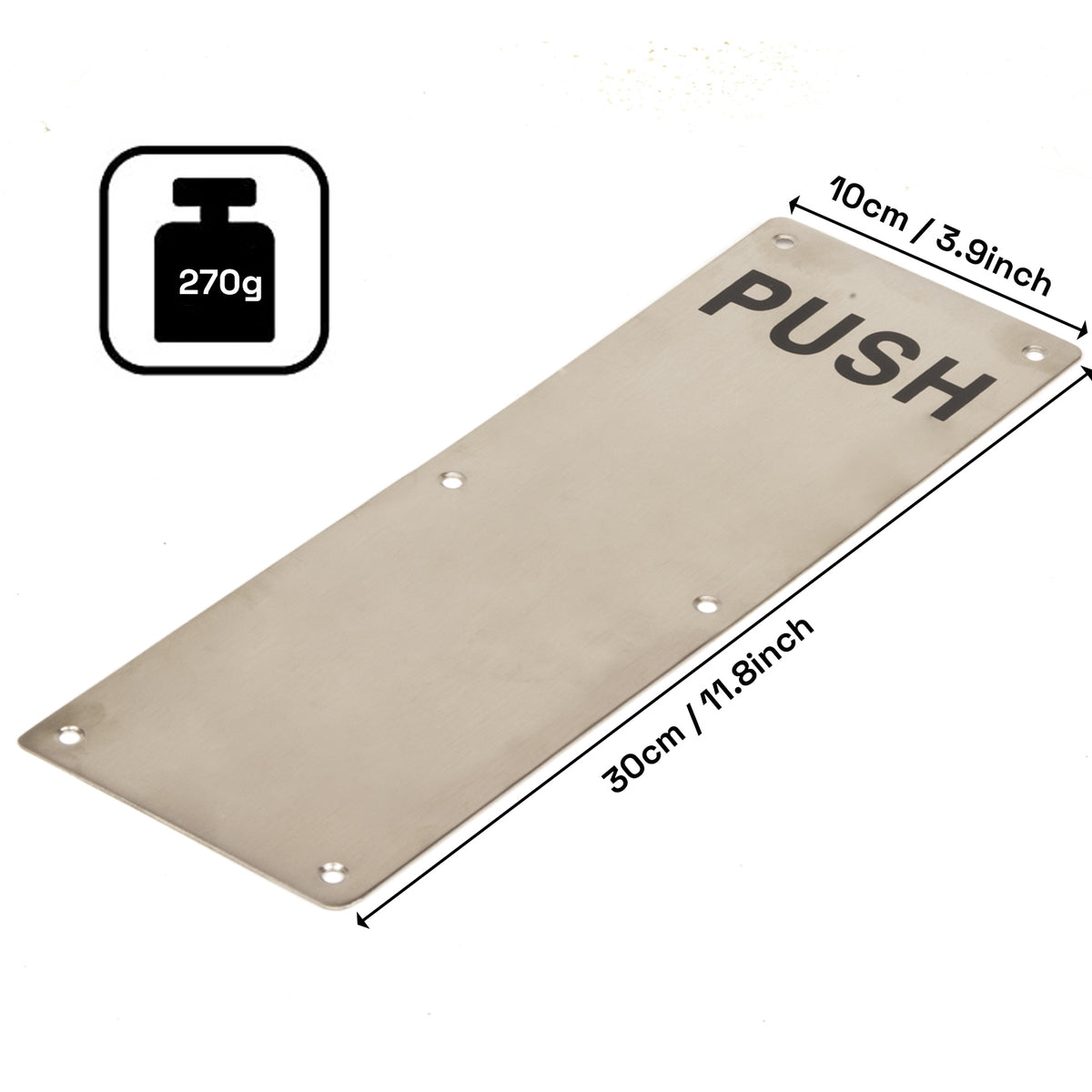 304 Stainless Steel  Commercial Door Pull Push Handle Plate Set for Bathrooms, Stairwell Fire Doors etc