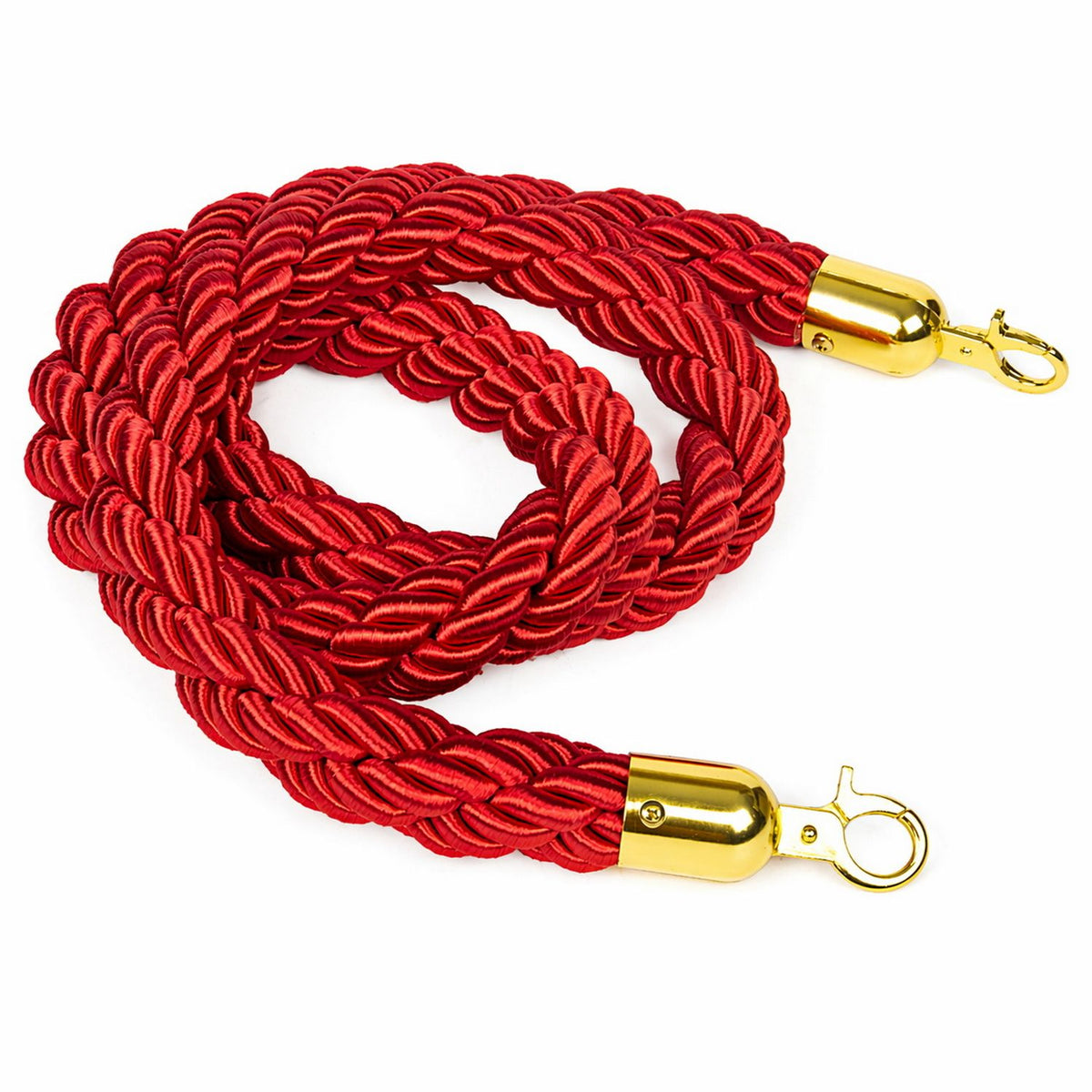 Premium Velvet Rope Barrier Queue Rope with Gold Hooks Red 150cm VIP Crowd Control Rope
