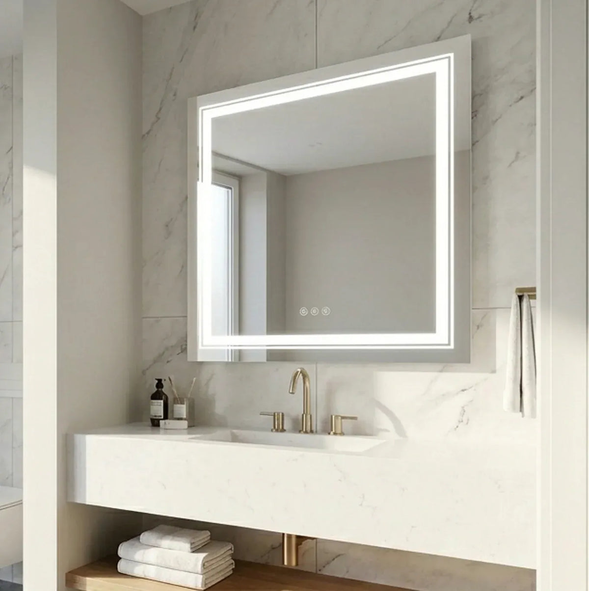 Interior Ave - 80 x 80cm Square Frameless LED Bathroom Mirror