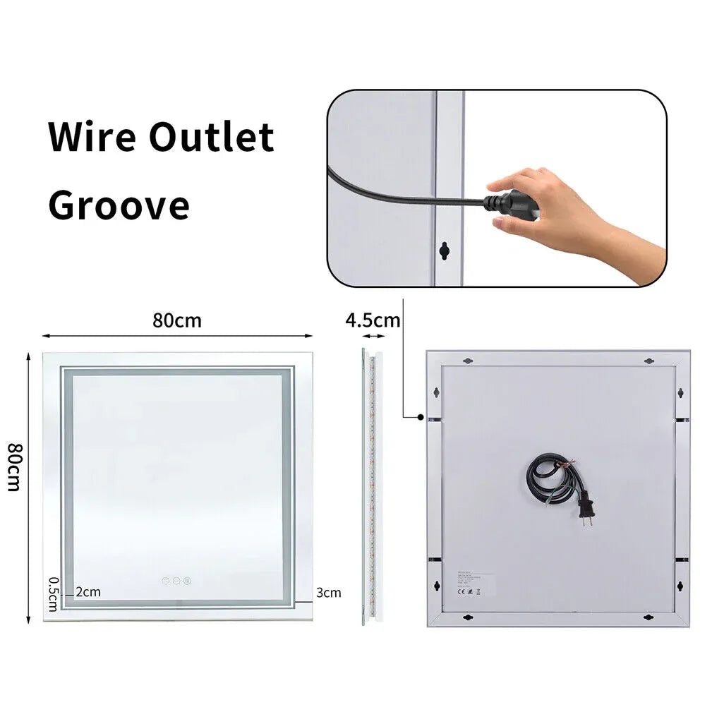 Interior Ave - 80 x 80cm Square Frameless LED Bathroom Mirror