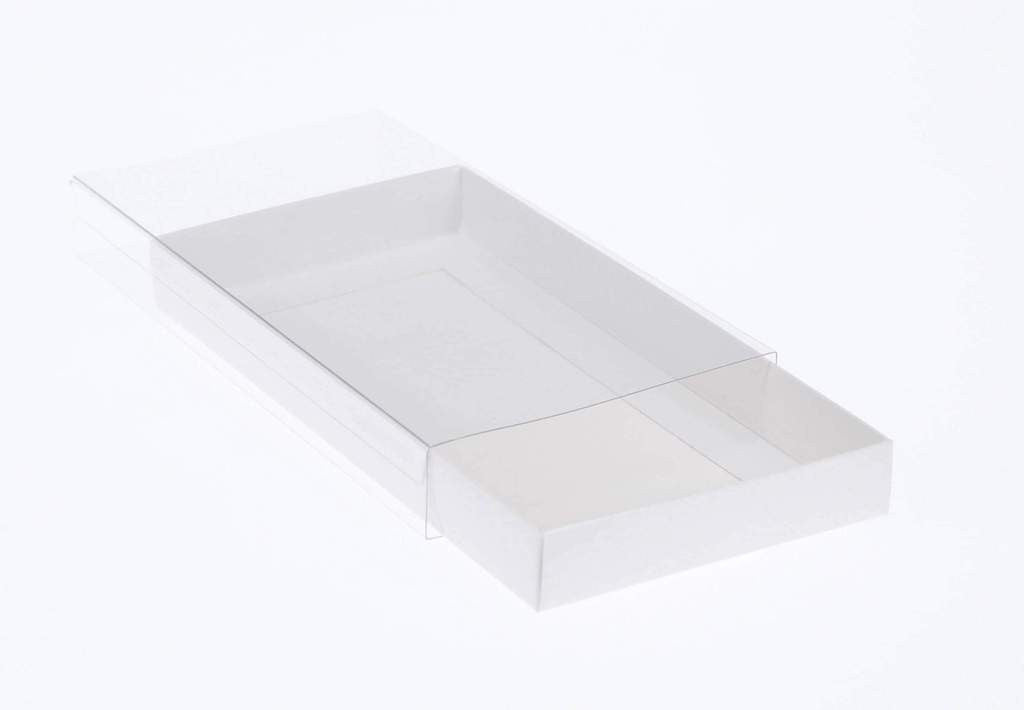 100 pk White Card Square Box Clear Slide Lid 20 x 20 8cm Beauty Gift Large