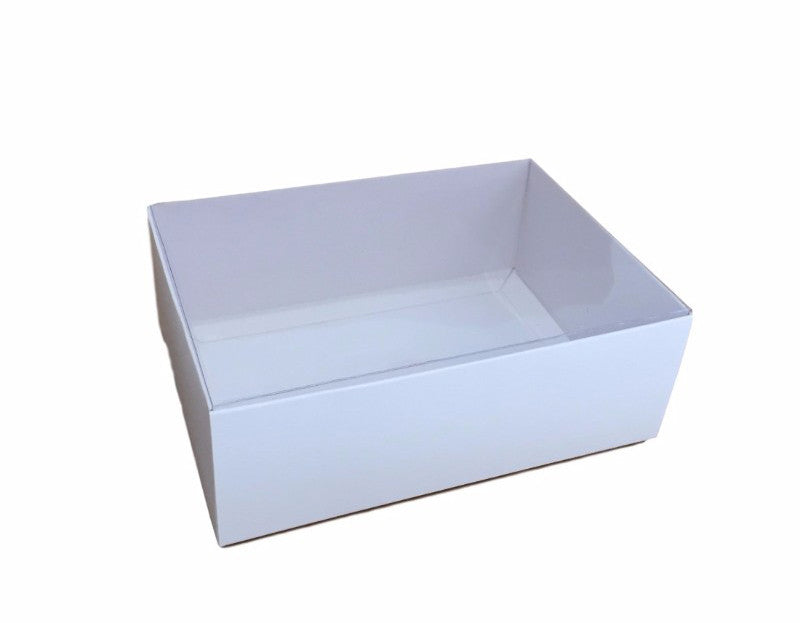 100 pk White Card Square Box Clear Slide Lid 20 x 20 8cm Beauty Gift Large