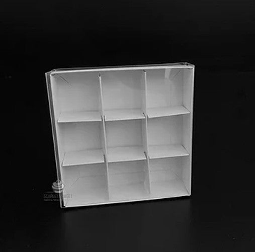 50 Pack of White Card Chocolate Sweet Soap Product Retail Gift Box - 9 bay 4x4x3cm Compartments  - Clear Slide On Lid - 12x12x3cm