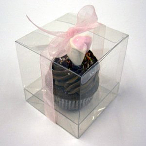 50 pack 12cm Square Cube Box Bomboniere Exhibition Clear Plastic Storage Large