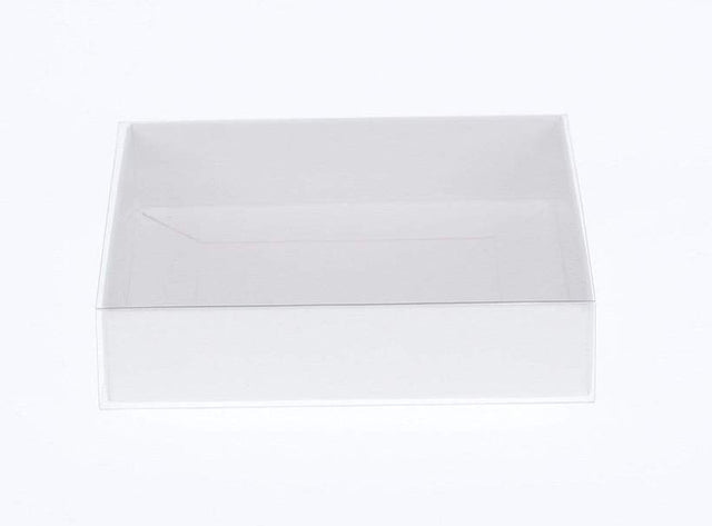 50 pack White Card Square Box Clear Slide Lid 20 x 20 8cm Large Cake Sweets Xmas