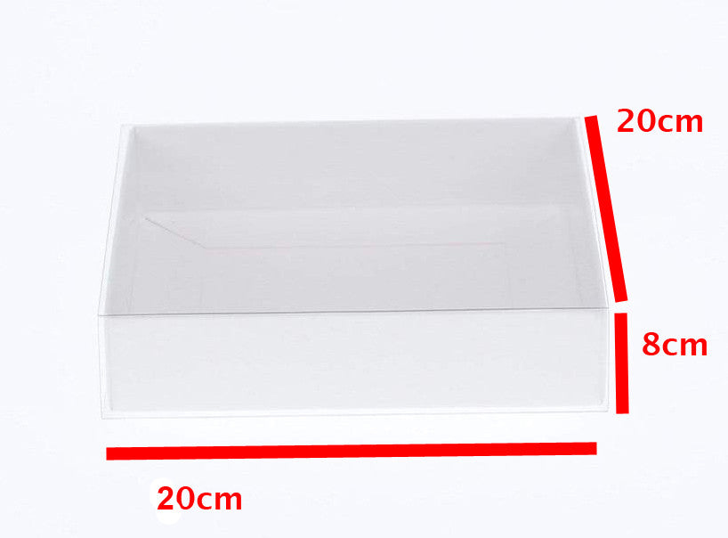 50 pack White Card Square Box Clear Slide Lid 20 x 20 8cm Large Cake Sweets Xmas