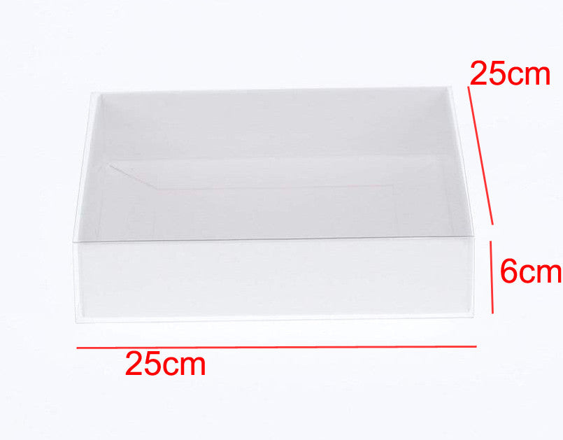 50 pack White Card Box Clear Slide Lid 25 x 25 6cm Beauty Large Cake Sweets Xmas