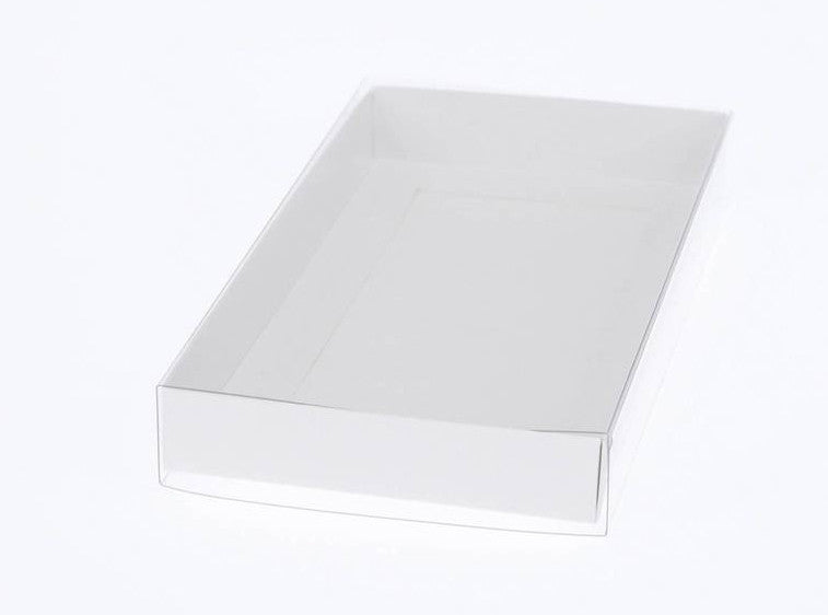 50 pack White Card Box Clear Slide Lid 30 x 20 8cm Beauty Large Cake Sweets Xmas