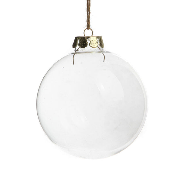 24 Bulk Buy pack Glass Bauble 6cm dia Round Clear w/Silver Cap or tree