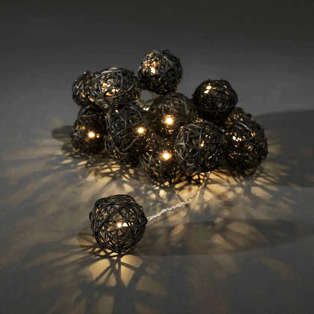 1 set Black 5cm Rattan Cane 20 Ball battery 3m String Lights