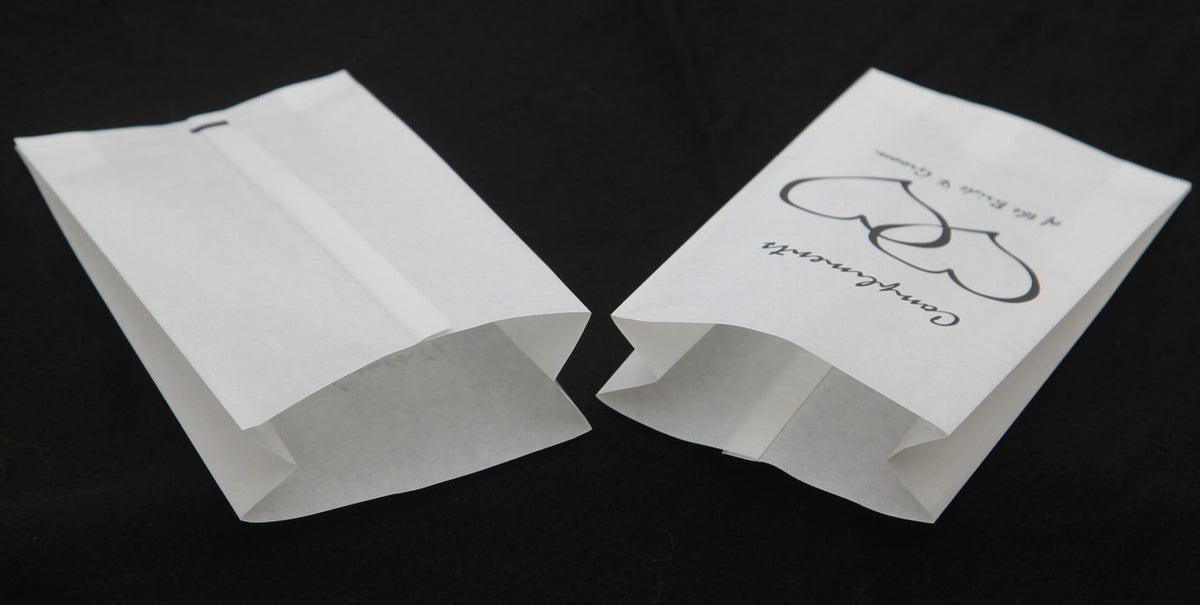 100 Pack Wedding Cake Bags Greaseproof Wax Paper Slice Take Home Favour Heart n Message