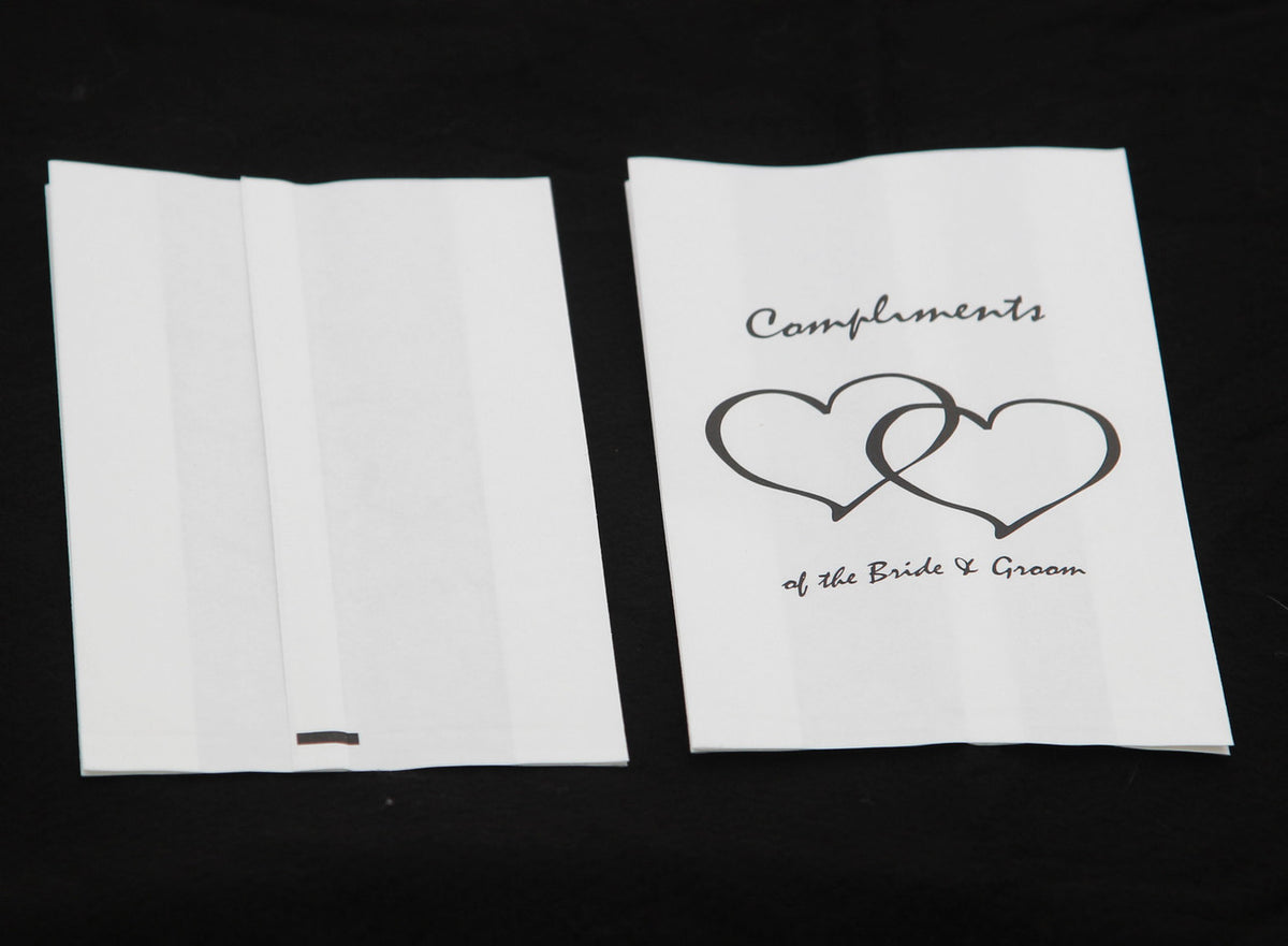 150 Pack Wedding Cake Bags Greaseproof Wax Paper Slice Take Home Favour Heart n Message