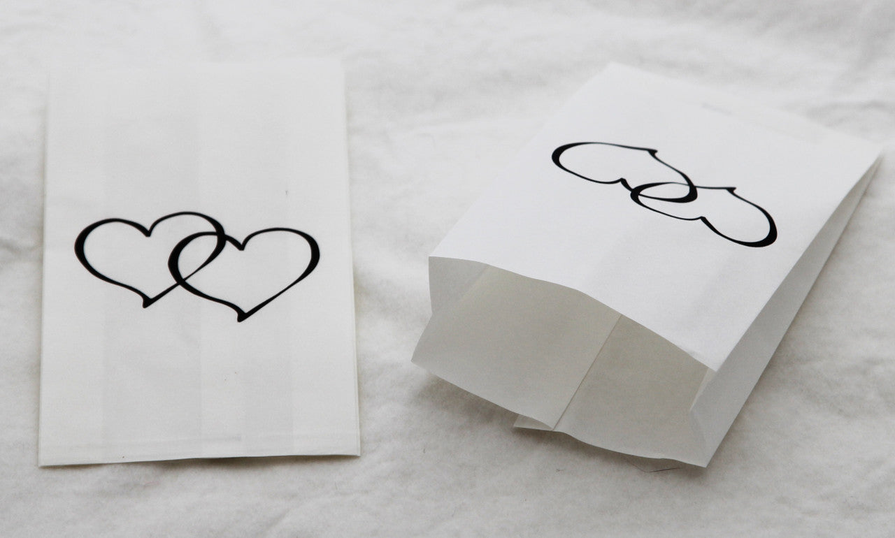 150 Pack Wedding Cake Bags Greaseproof Wax Paper Slice Take Home Favour Large Heart