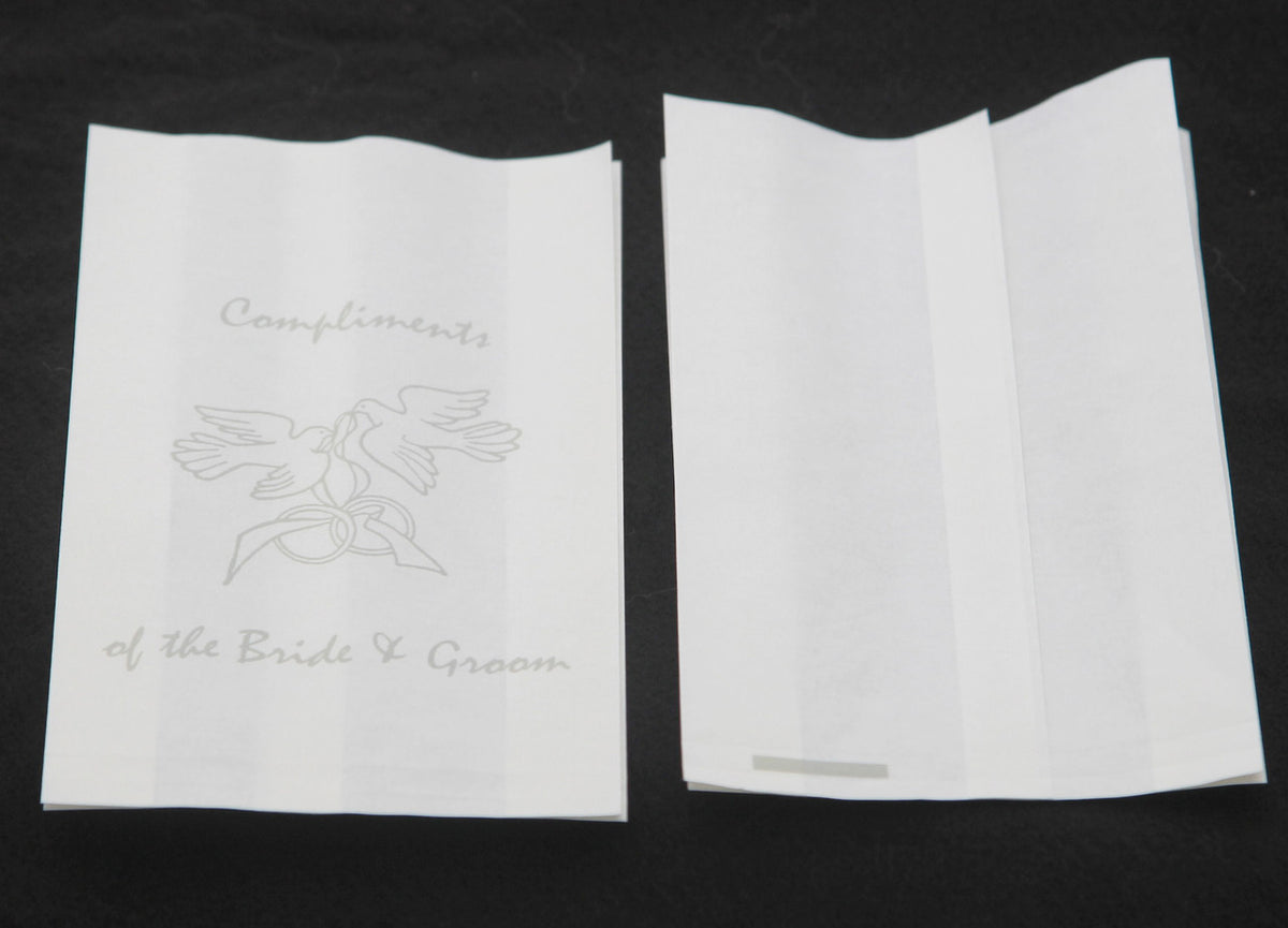 200 Pack Wedding Cake Bags Greaseproof Wax Paper Slice Take Home Favour Silver Doves