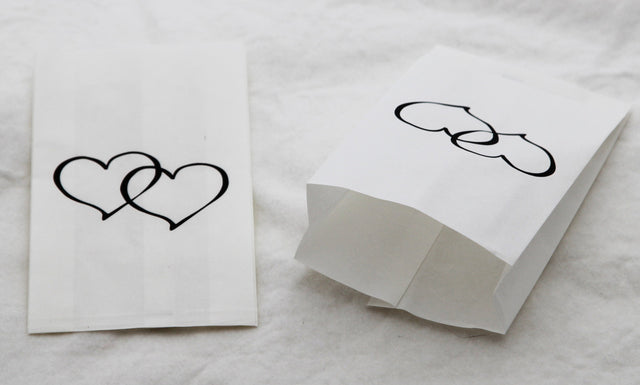 50 Pack Wedding Cake Bags Greaseproof Wax Paper Slice Take Favour Large Heart