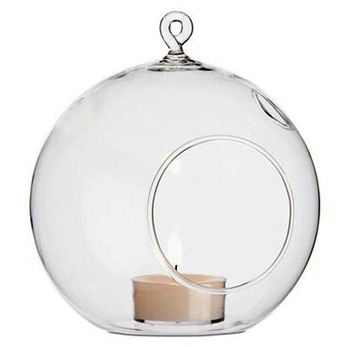 24 Bulk Buy Hanging Clear Glass Ball Tealight Candle Holder 8cm dia/High
