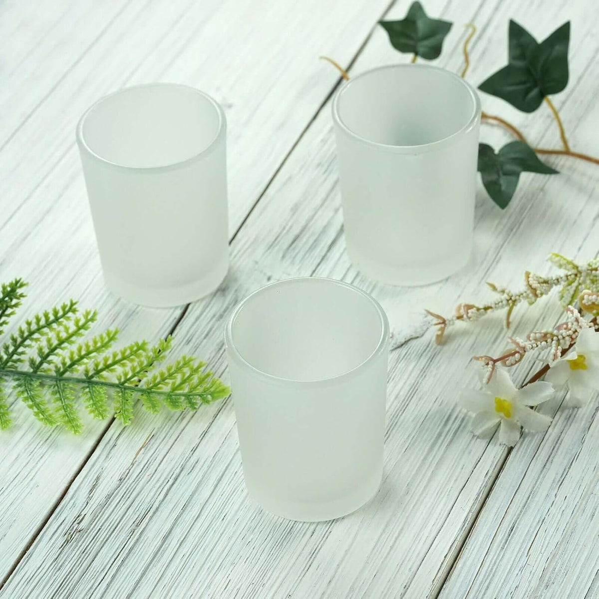 10 Pack Frosted White Glass Votive Candle Holders Making Kit Tealight Candles