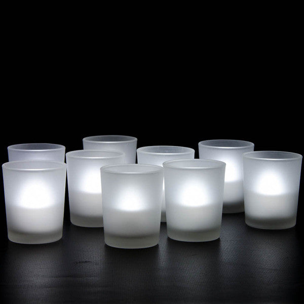 10 Pack Frosted White Glass Votive Candle Holders Making Kit Tealight Candles
