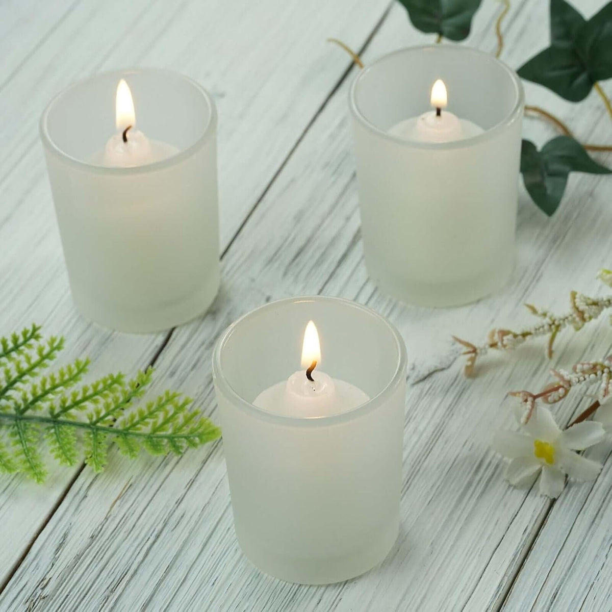 10 Pack Frosted White Glass Votive Candle Holders Making Kit Tealight Candles