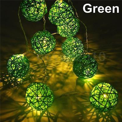 1 set Green 5cm Rattan Cane 50 Ball battery LONG 5m String Lights