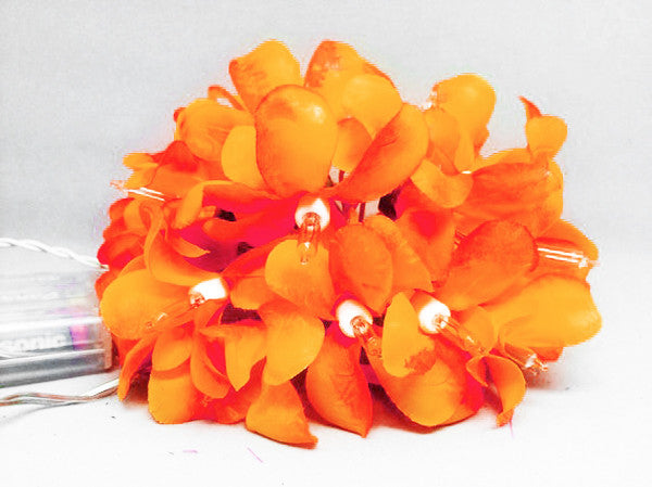 1 set 20 LED Orange Frangipani Flower Battery String Lights Garland Wreath
