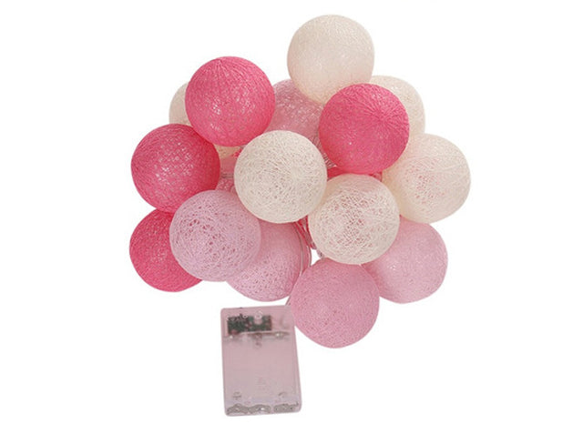 1 set 20 LED Pink 5cm Cotton Ball battery String Lights Girl