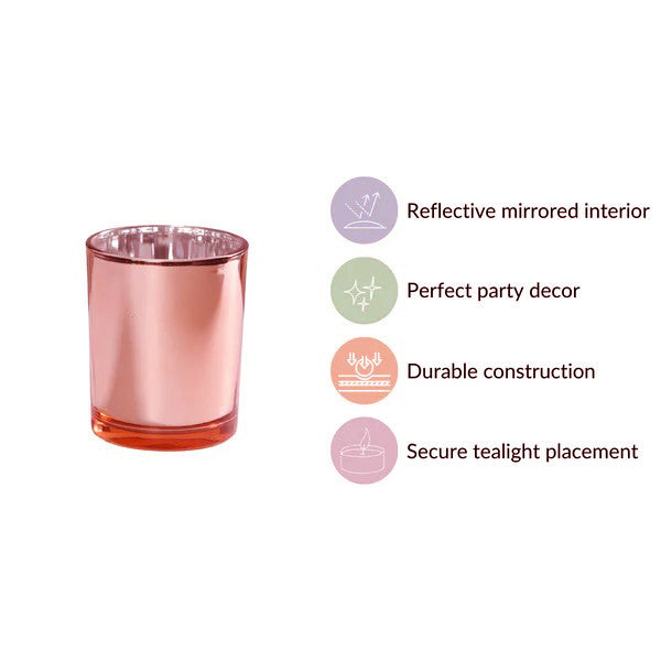 40 Pack Rose Gold Pink Votive Tealight Candle Holders Valentines Day Mercury  Wedding Decor Glass Candlestick Party Decorations Bridal Baby Shower Event
