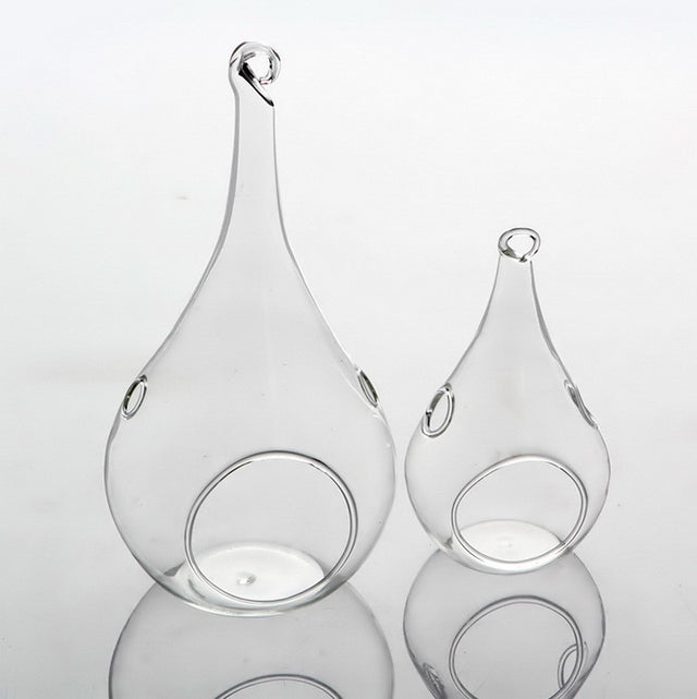 25 Bulk pack Hanging Clear Glass Tealight Candle Holder Tear Drop Pear 12cm