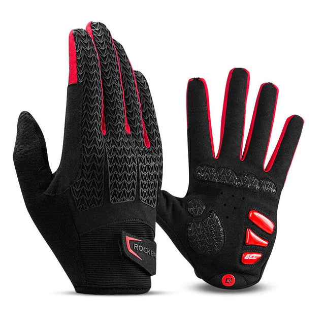 Full Finger MTB - Red Rockbros Unisex Device Friendly Finger Material Anti Slip
