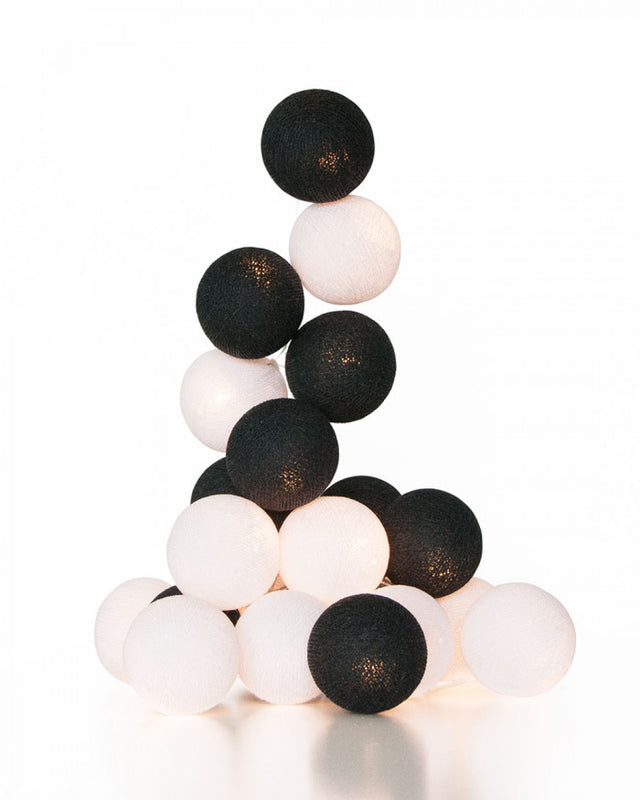 1 set 20 LED Black White 5cm Cotton Ball battery String Lights