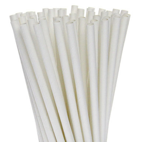 50 Pack White Drinking Straws Biodegradable Eco Paper Birthday Bistro Bar Cafe