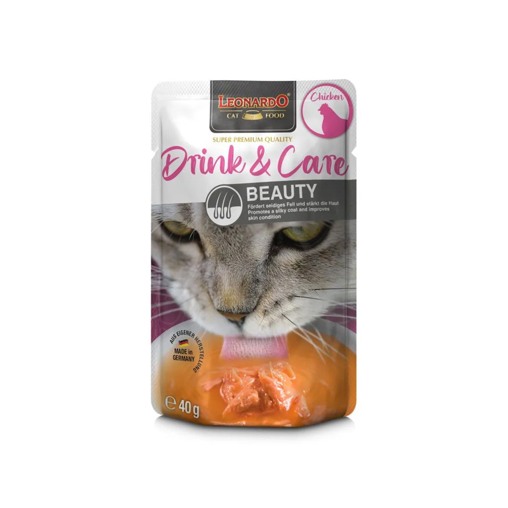 LEONARDO Drink & Care Beauty Chicken Wet Cat Food 40gx20